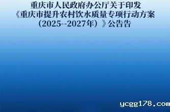 重庆市人民政府办公厅关于印发《重庆市提升农村饮水质量专项行动方案（2025—2027年）》的通知